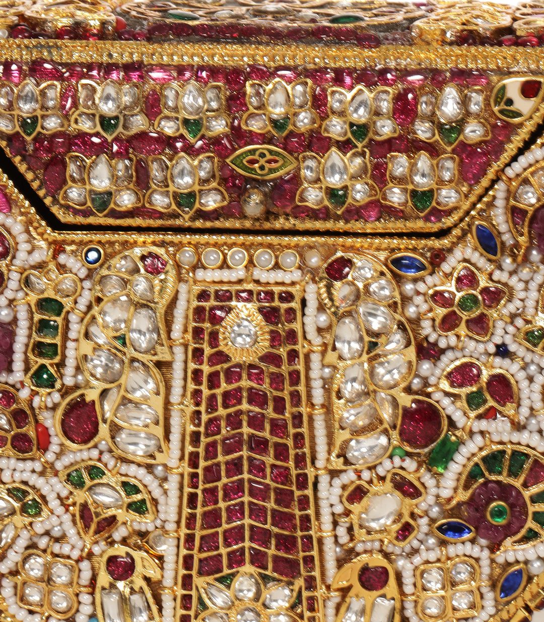 SAANVI RED & GREEN KUNDAN HAND BAG
