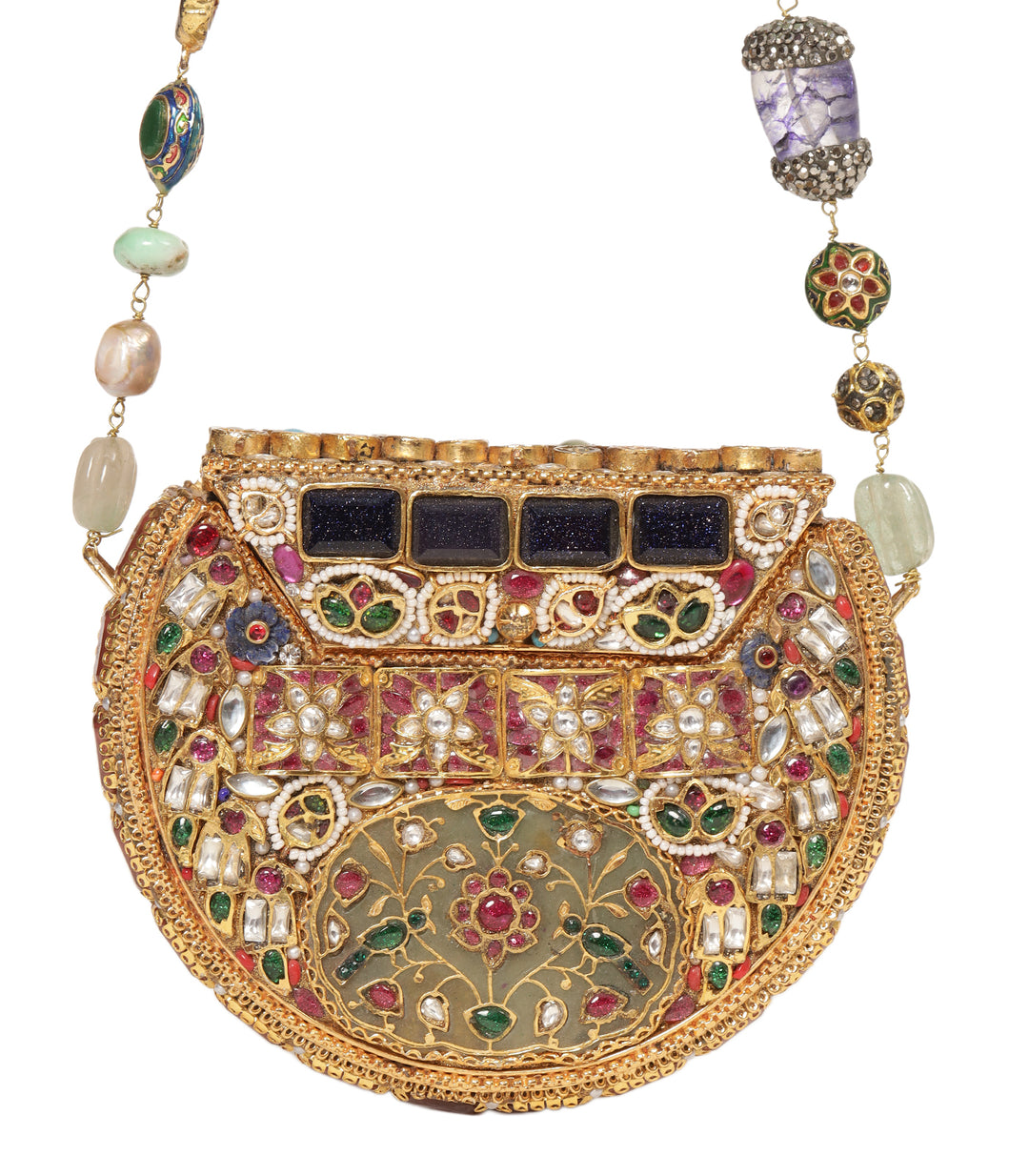 MIRA RED & GREEN KUNDAN HAND BAG