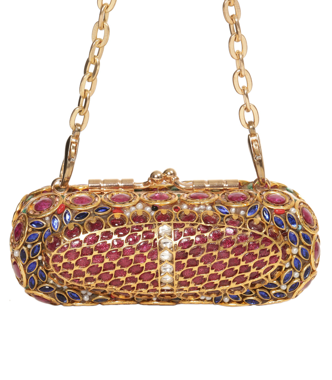 RANI RED & GREEN KUNDAN HAND BAG