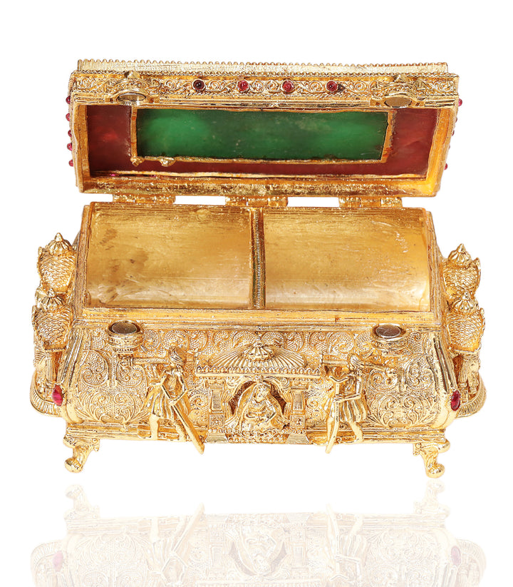 GOLD PLATED RED & GREEN ORNATE BOX