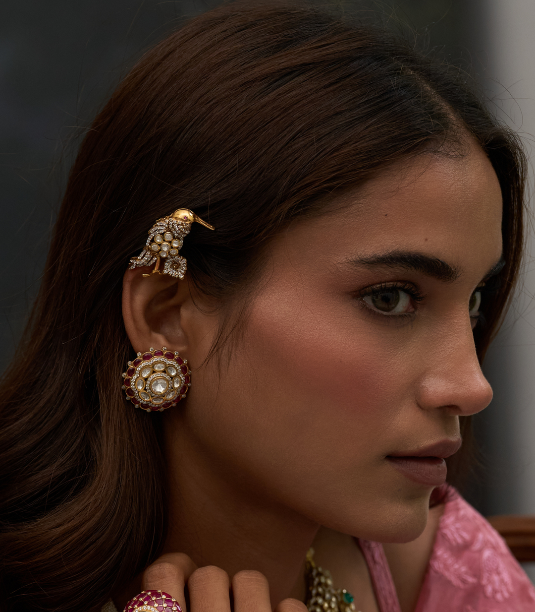 REEVA RED POLKI STUD