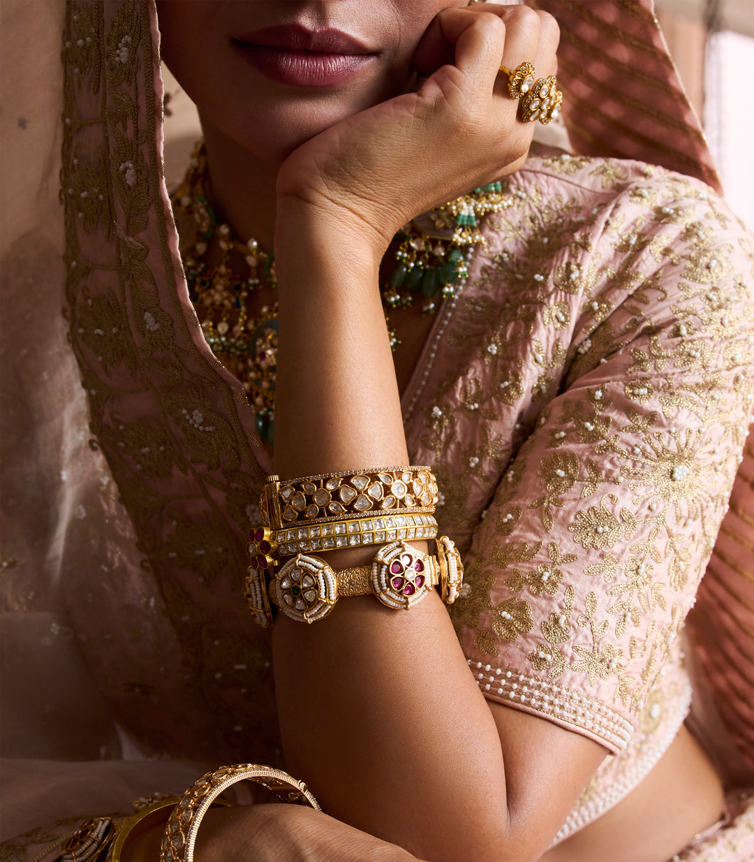 VERSHA RED & GREEN  KUNDAN BANGLES