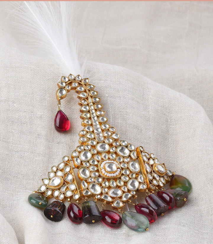 GARVITA  RED & GREEN KUNDAN KALGI