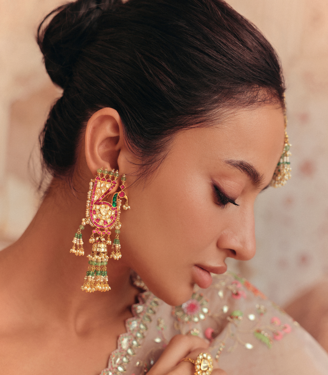 TANVI RED & GREEN MOISSANITE JHUMKA