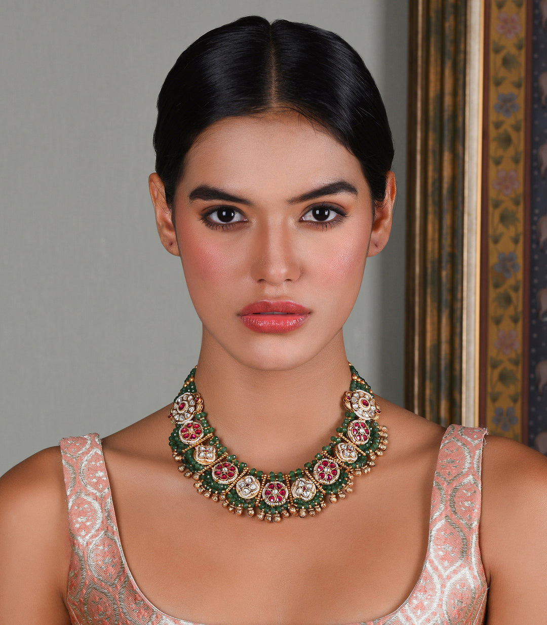 HINAL RED & GREEN NECKLACE SET