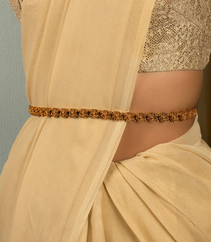 TANISHREE GOLD PLATED FLOWER WAIST BELT