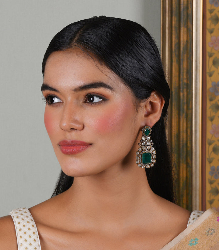 AASHNA GREEN POLKI EARRING