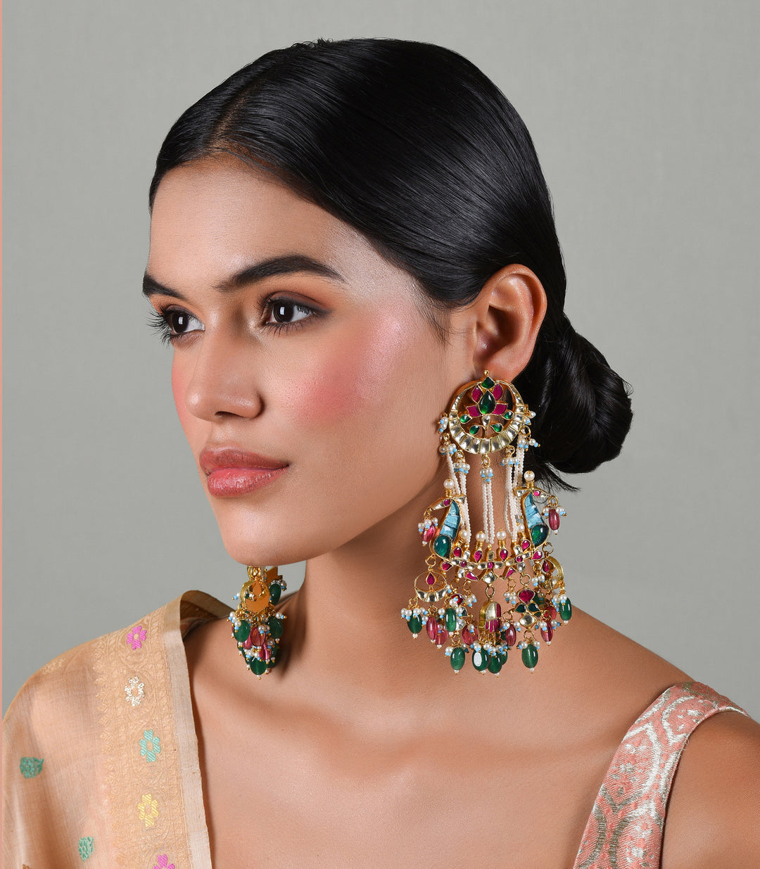 ADAH MULTI COLOUR KUNDAN EARRING