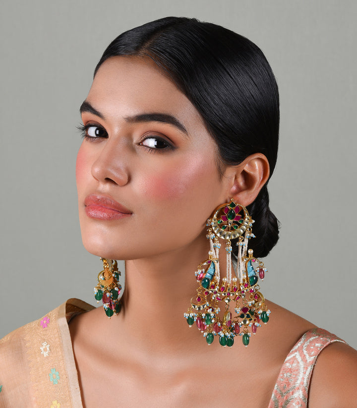 ADAH MULTI COLOUR KUNDAN EARRING