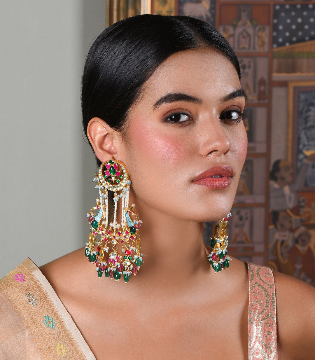 ADAH MULTI COLOUR KUNDAN EARRING