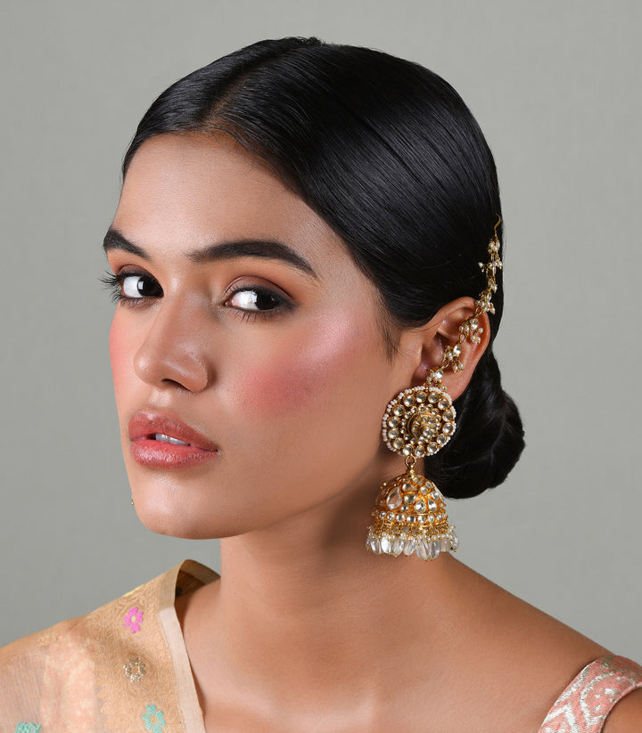 KASHVI MINT KUNDAN JHUMKA EARRING