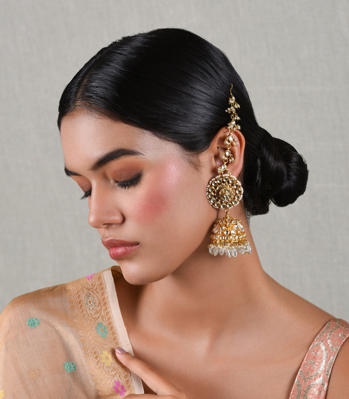 KASHVI MINT KUNDAN JHUMKA EARRING