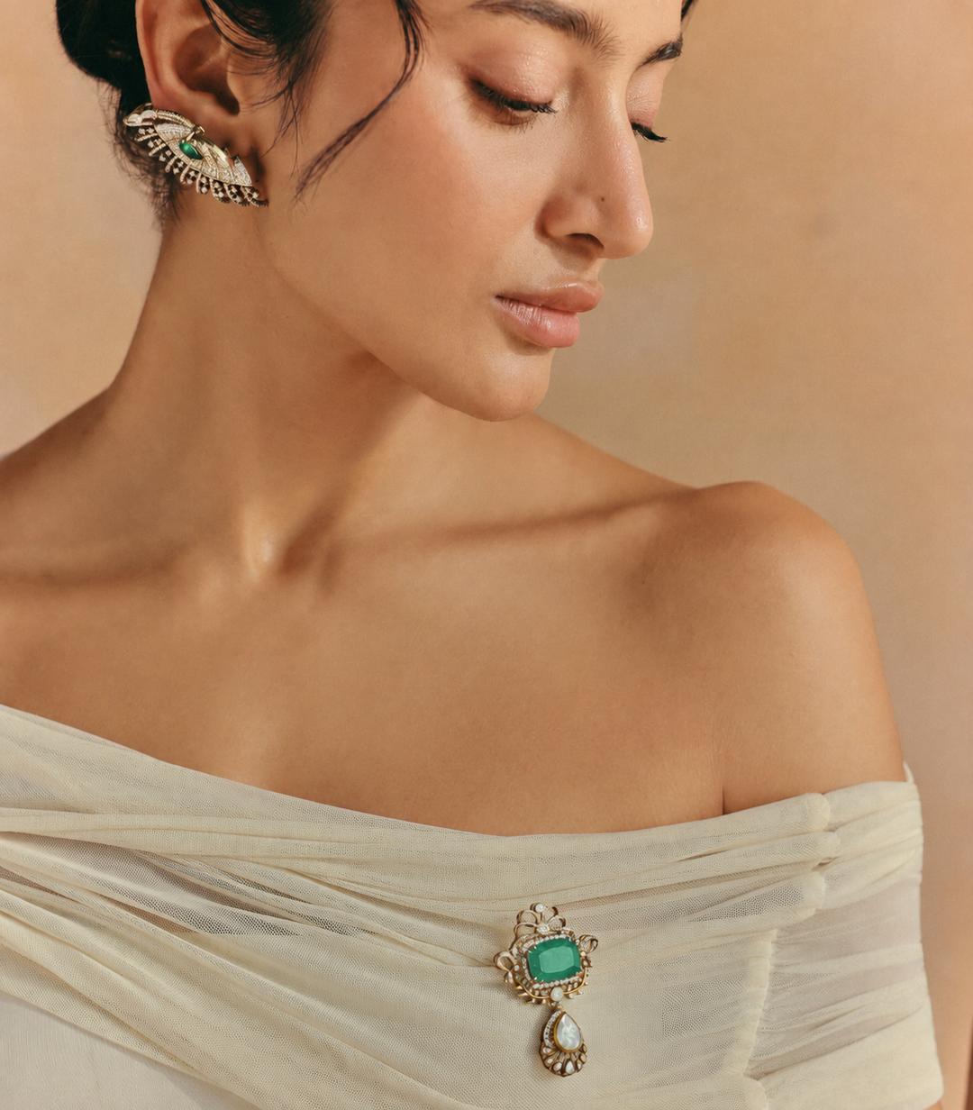 IKANTIKA GREEN MOISSANITE BROOCH