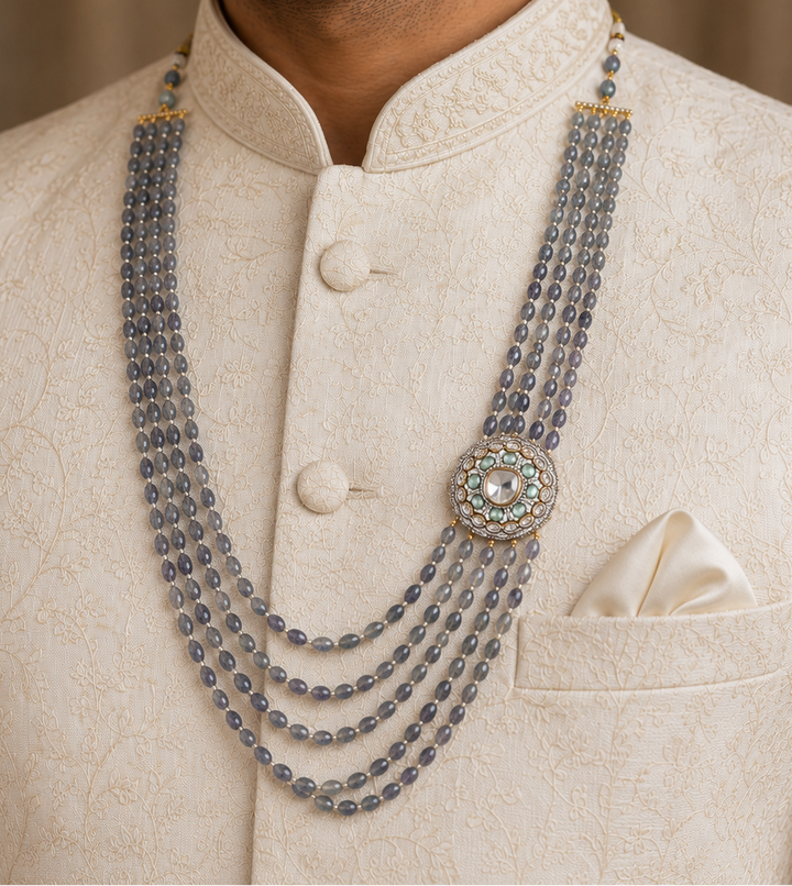 NEHA BLUE POLKI GROOM NECKLACE