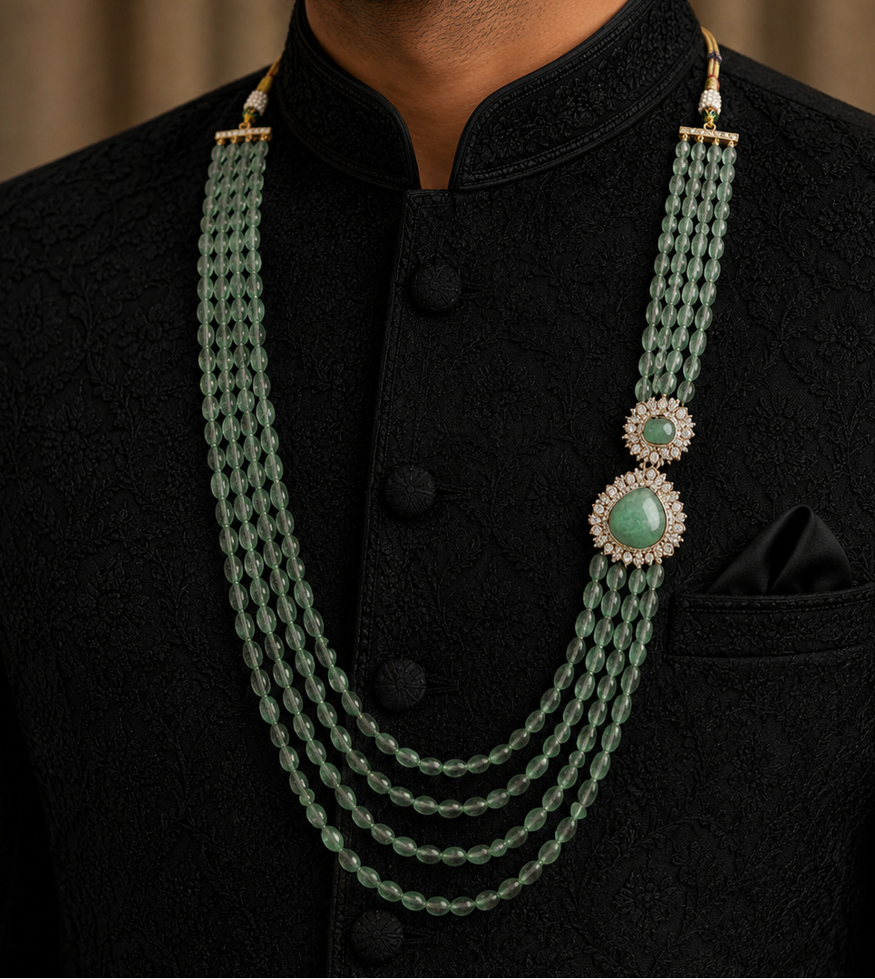 SUNITI GREEN BEADS GROOM NECKLACE