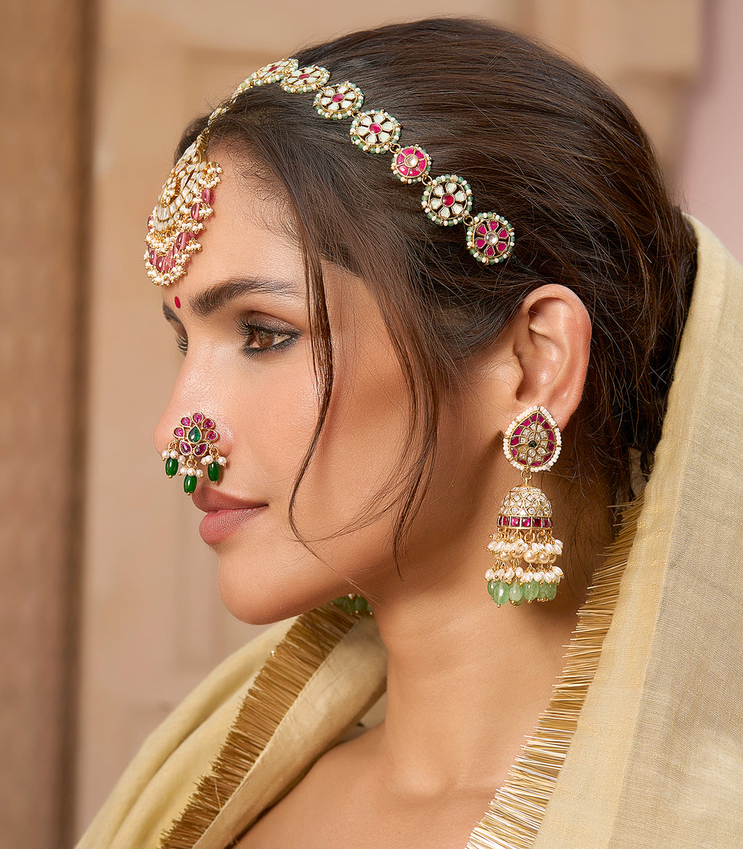 AARUSHI PINK KUNDAN SHEESH PECH