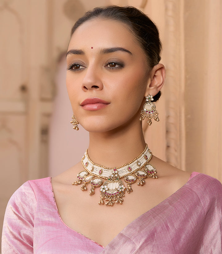 ANISHA GOLD PLATED  KUNDAN NECKLACE SET