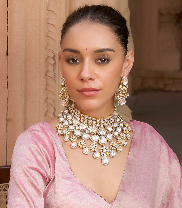 KAHINI WHITE POLKI NECKLACE SET