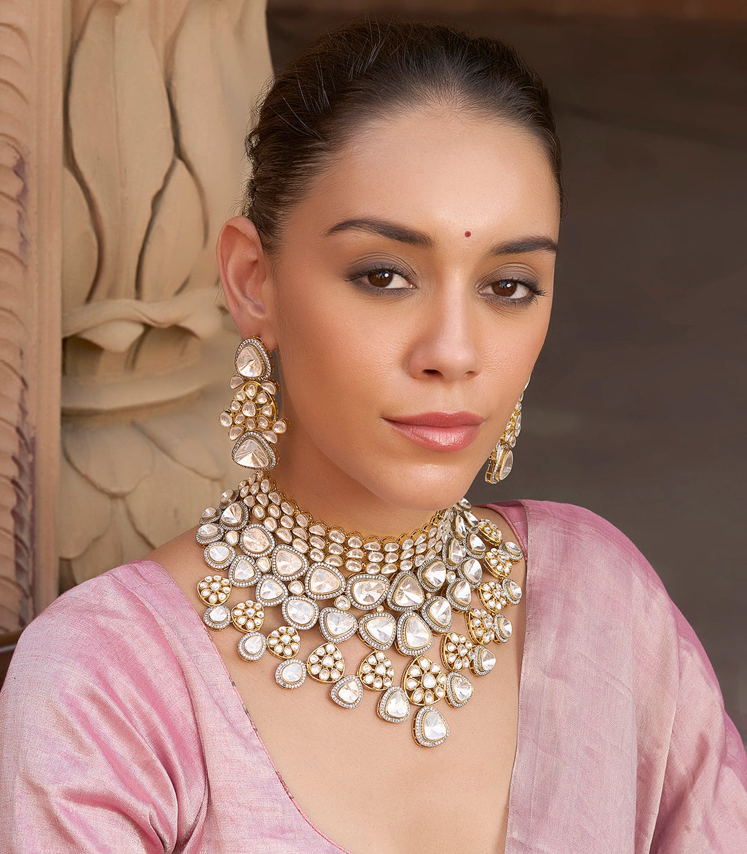 KAHINI WHITE POLKI NECKLACE SET