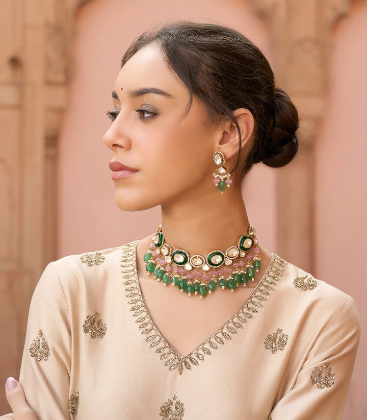 SAKHI GREEN POLKI CHOKER SET