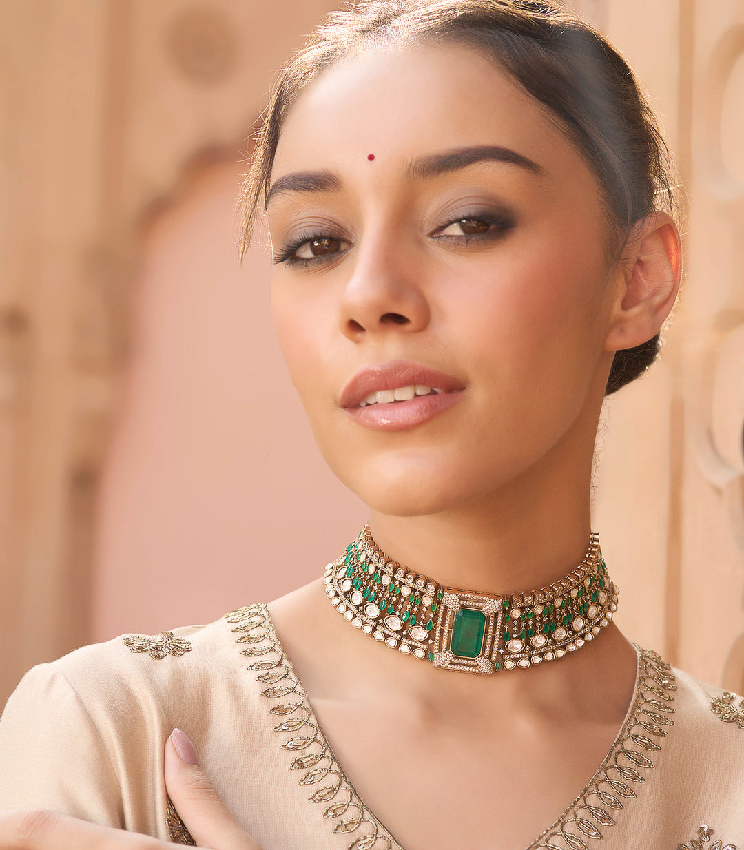 SONAM GREEN POLKI NECKLACE SET