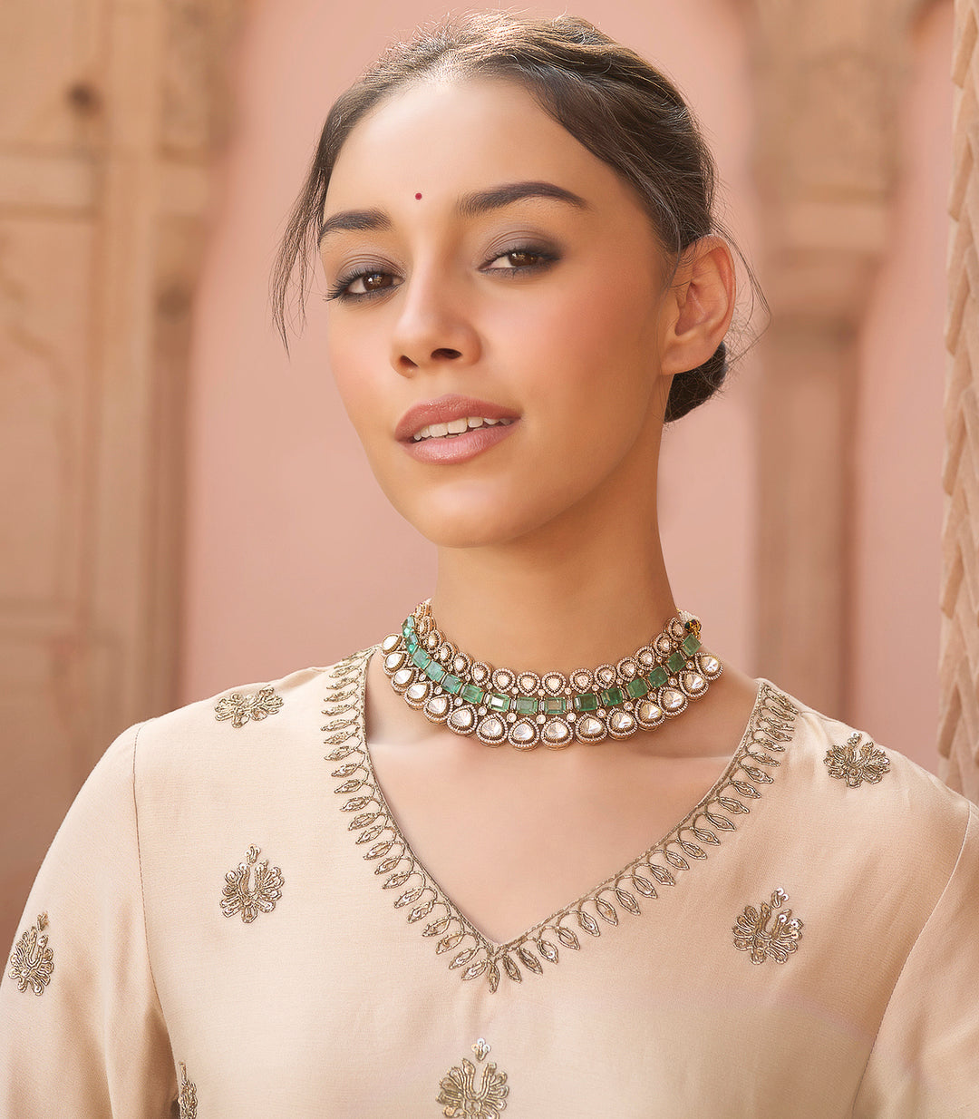 ANJANA GREEN KUNDAN NECKLACE SET