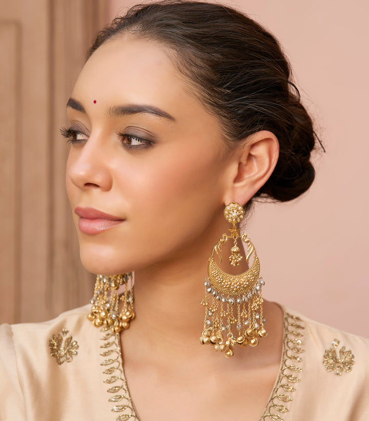 DEVIKA GOLD PLATED  KUNDAN CHANDBALI