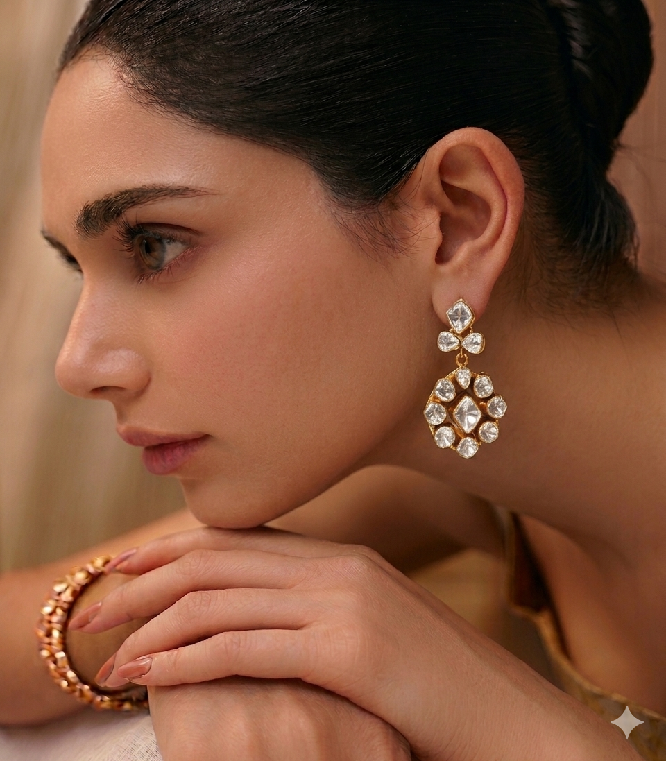 NOOR GOLD PLATED POLKI EARRING