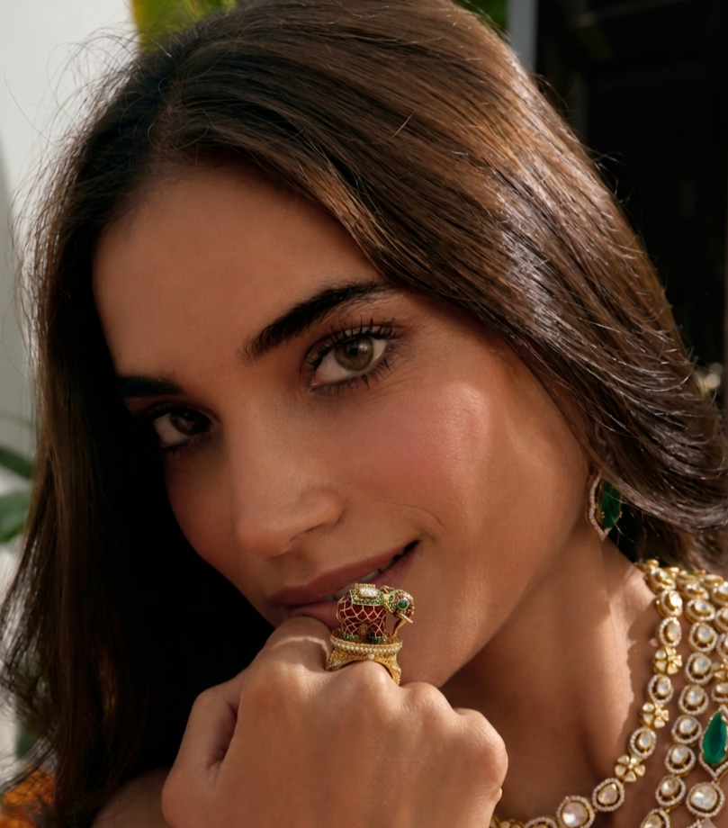 AIRAVAT RED KUNDAN RING