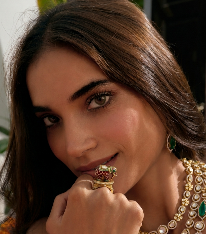 AIRAVAT RED KUNDAN RING