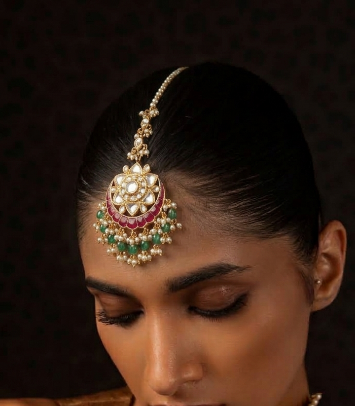 MISHIKA RED & GREEN MOISSANITE TIKA