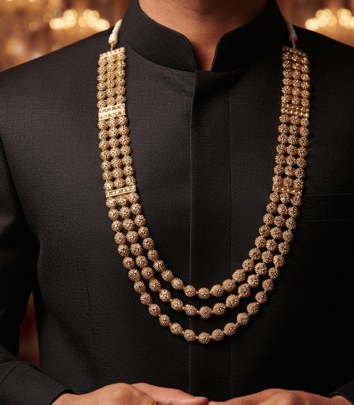 ASHOKA GOLD PLATED  JADAU GROOM NECKLACE