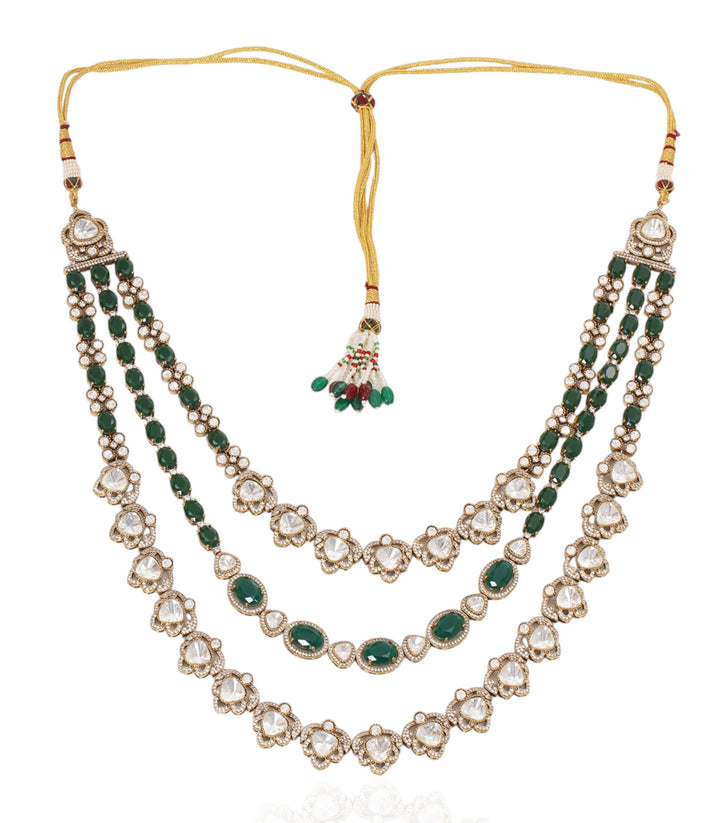 TARA WHITE & GREEN POLKI NECKLACES