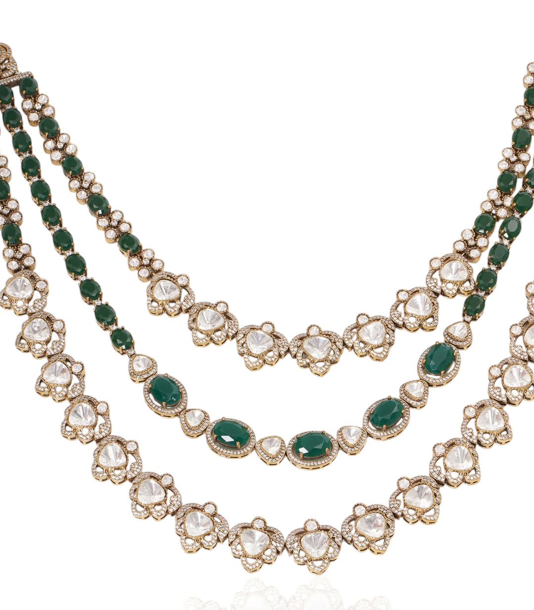 TARA WHITE & GREEN POLKI NECKLACES