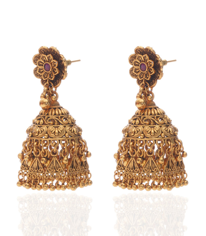 PALAVI GOLD PLATED KUNDAN JHUMKA