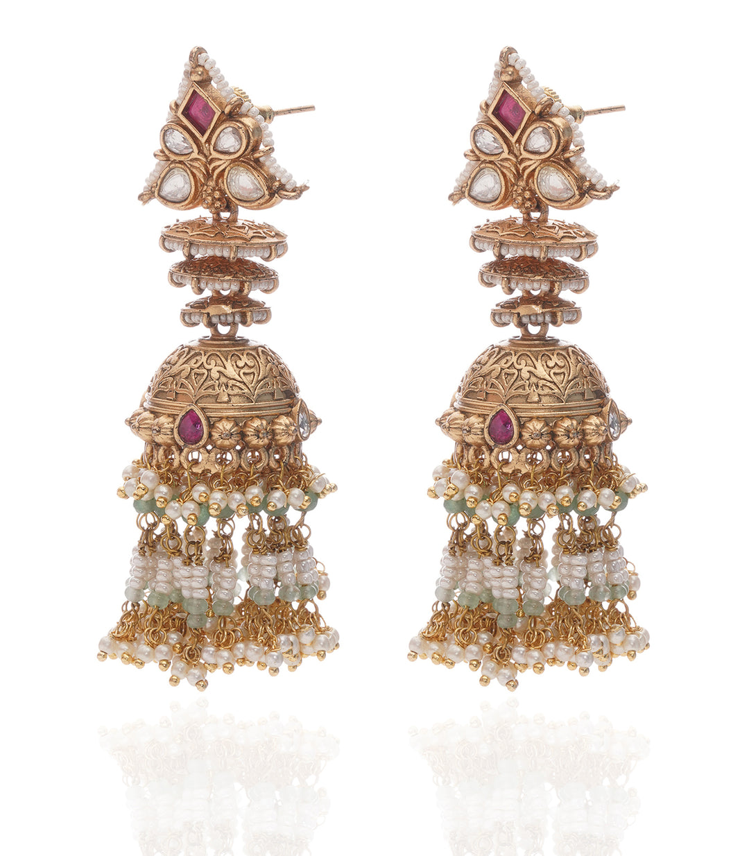 MAYA WHITE & PINK KUNDAN JHUMKA