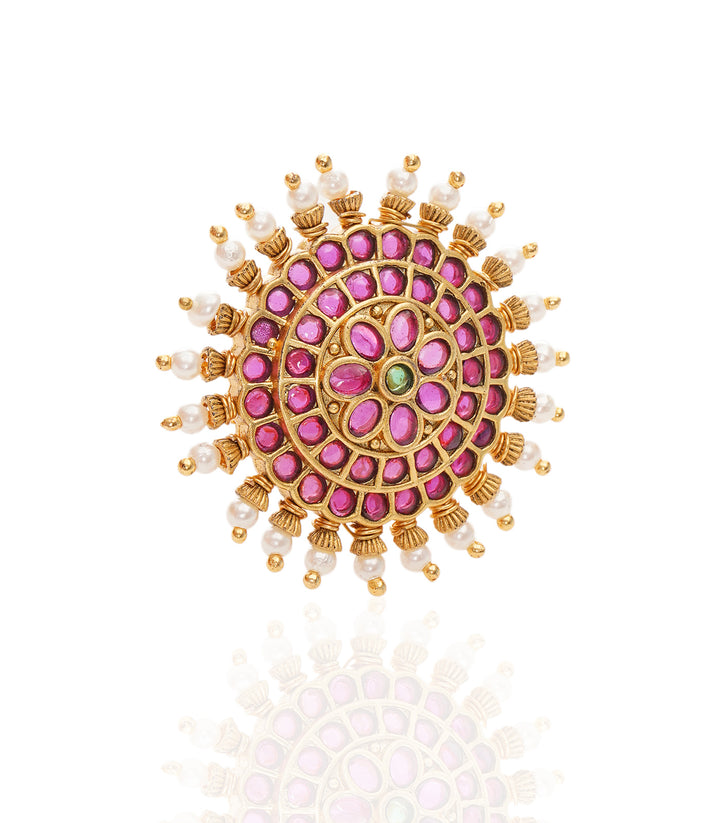 GANGA PINK KUNDAN RING