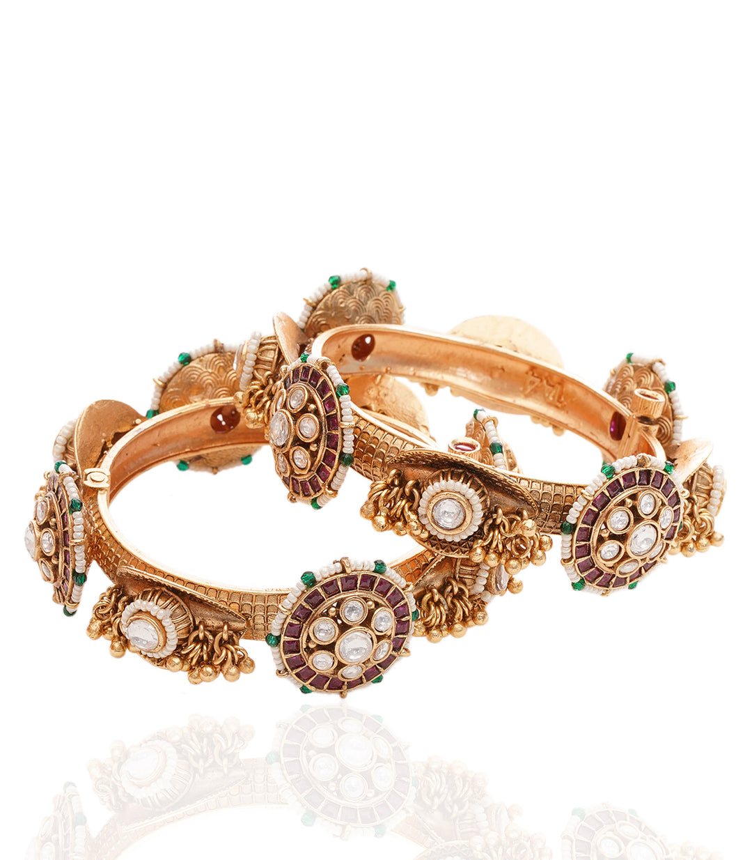 PALAK PINK & GREEN KUNDAN BANGLES