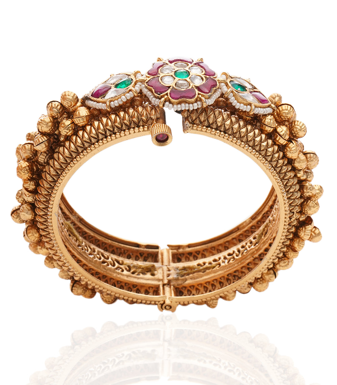 TRISHA PINK & GREEN KUNDAN BANGLES