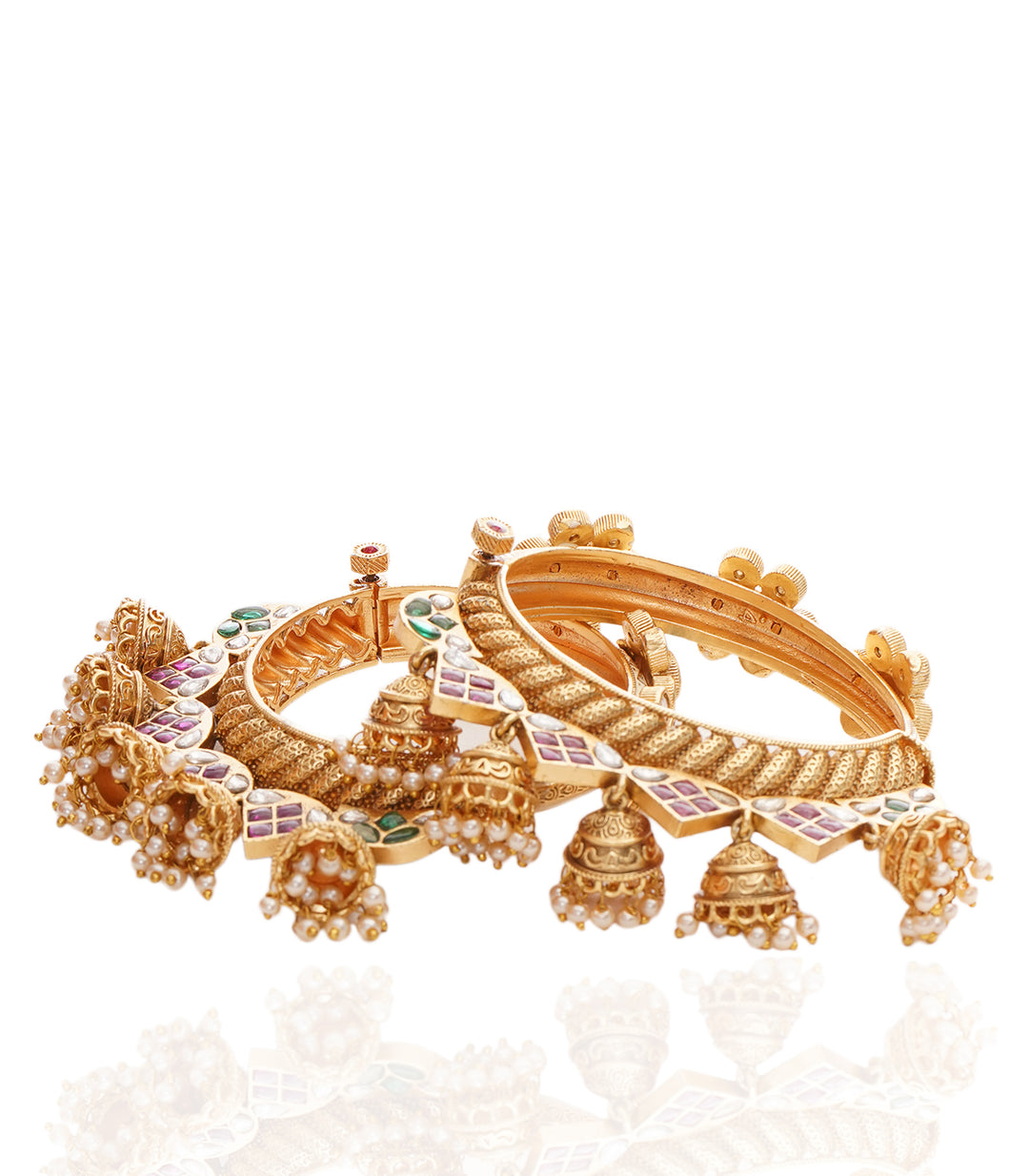 INDRA PINK & GREEN KUNDAN BANGLES