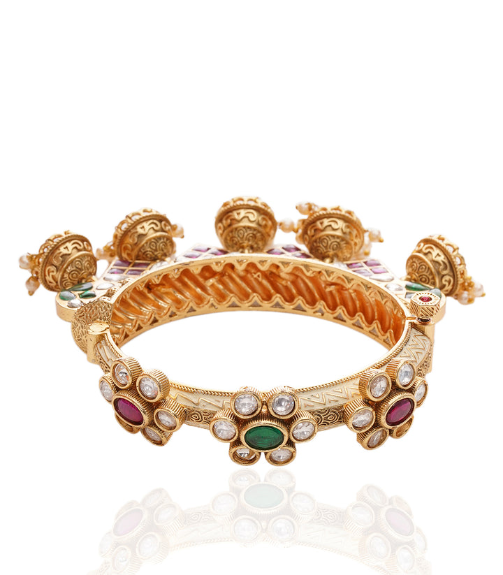 INDRA PINK & GREEN KUNDAN BANGLES