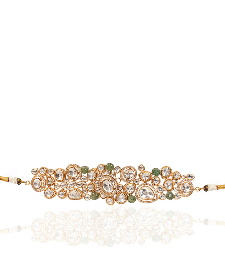 HARSHITA GREEN POLKI NECKLACE SET