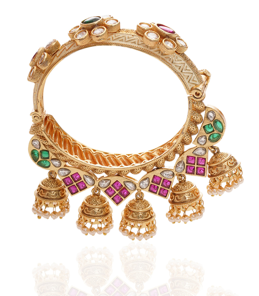 INDRA PINK & GREEN KUNDAN BANGLES