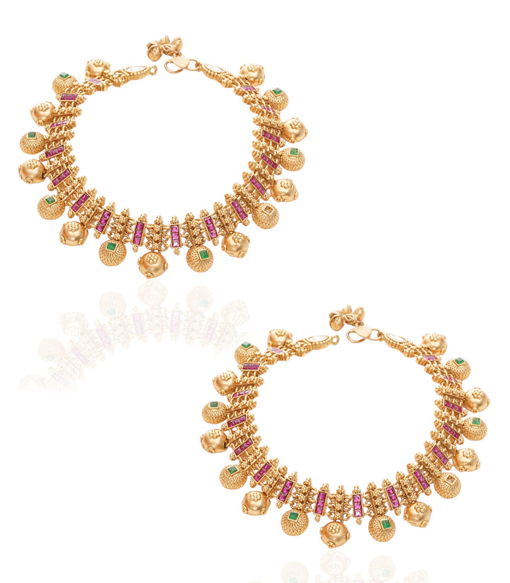 TANUJA PINK KUNDAN ANKLET