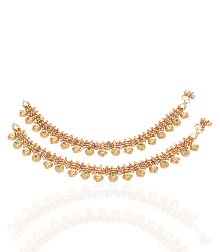 TANUJA PINK KUNDAN ANKLET