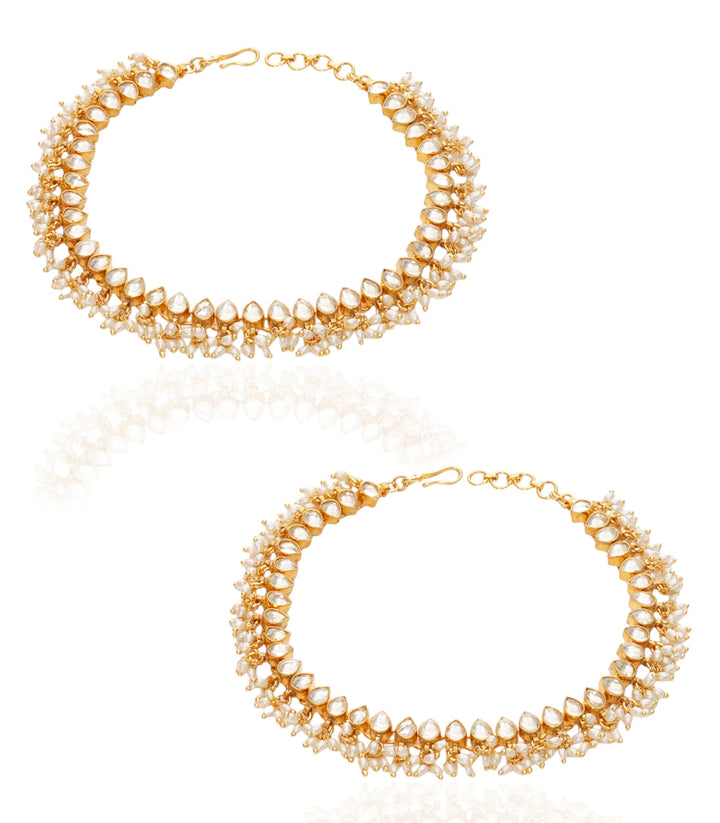 HEMA GOLD PLATED  KUNDAN ANKLET