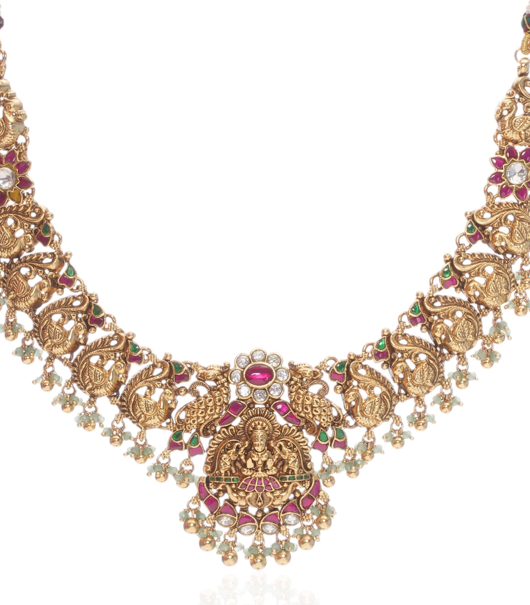 ADRIJA RED & GREEN  KUNDAN NECKLACE