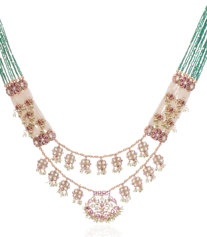 GUNJAN MINT KUNDAN LONG NECKLACE