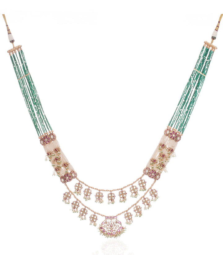 GUNJAN MINT KUNDAN LONG NECKLACE