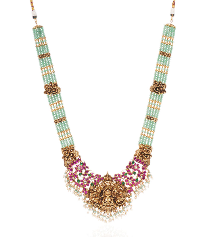 CHITRANI RED & GREEN  KUNDAN LONG NECKLACE